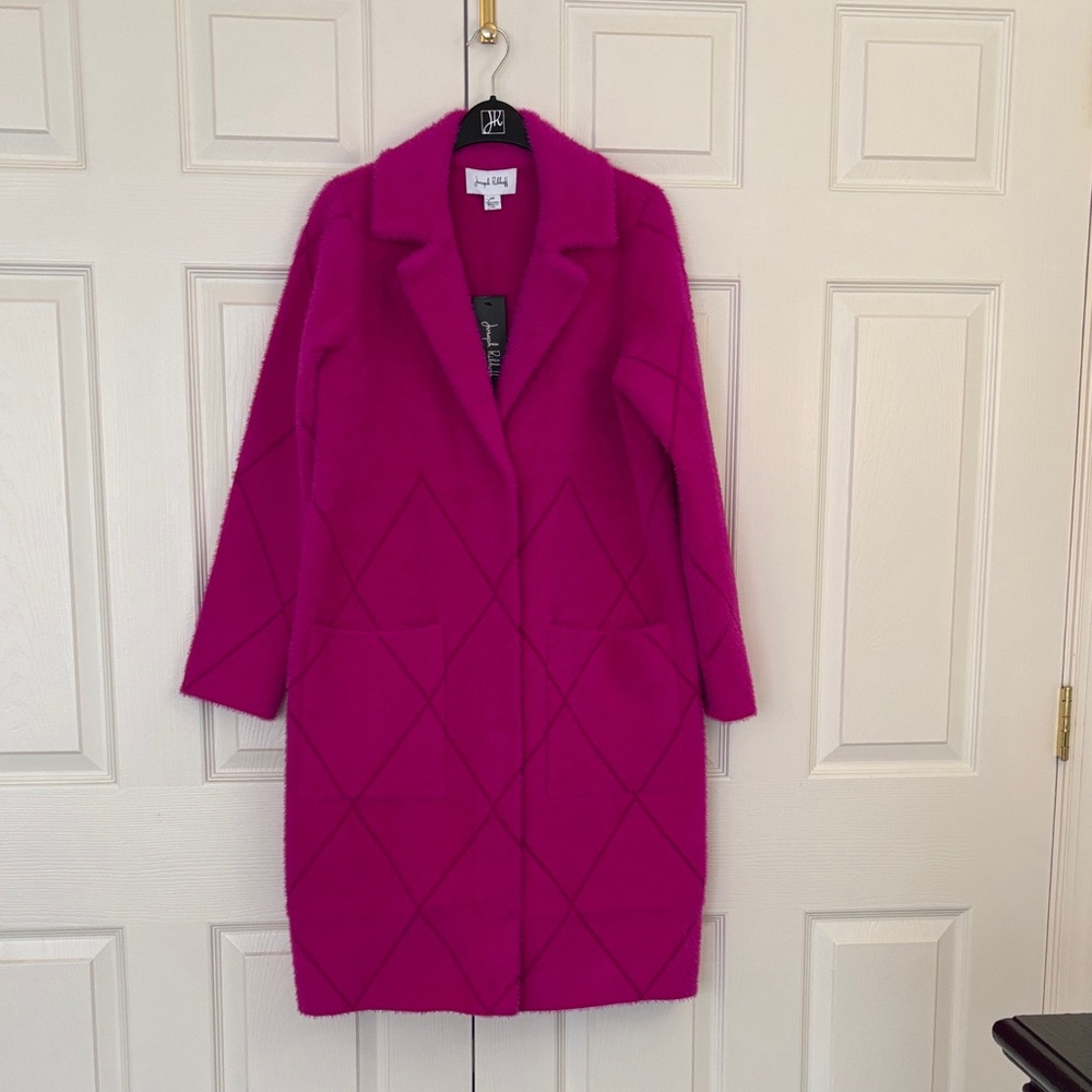Joseph Ribkoff Vibrant Pink Sweater Coat  NWT